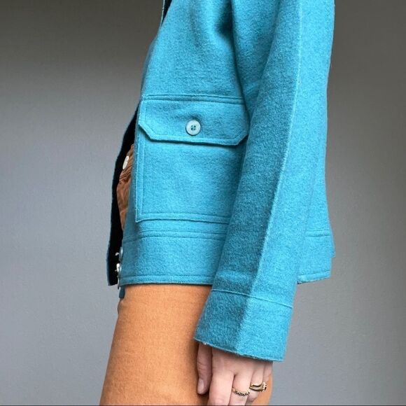 Peruvian Indigenous Alpaca Wool Women’s Blue Hoodie Zip Sweater Jacket Size M - Picture 5 of 9